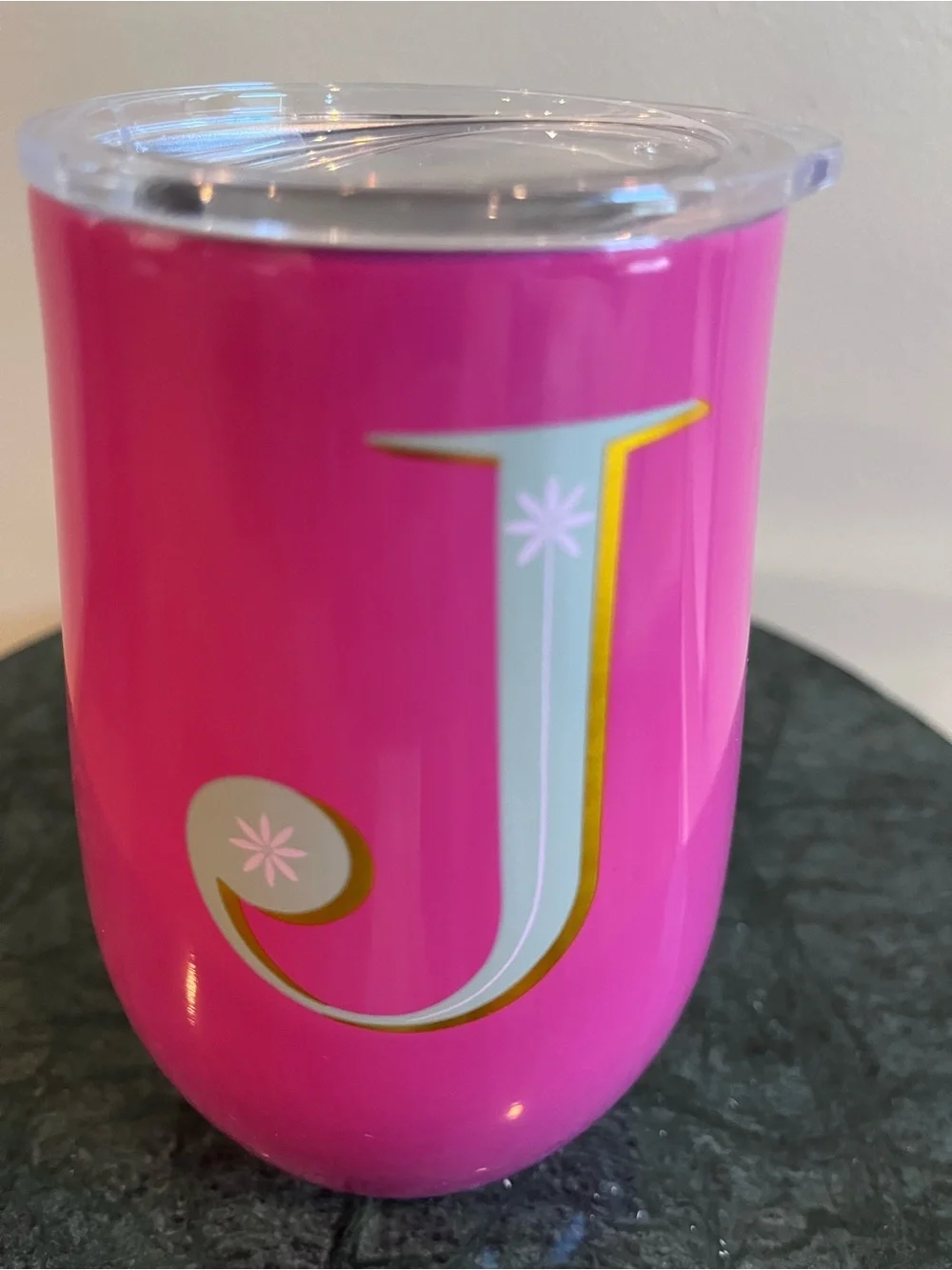 Opal House cold drink tumbler with ‘J’ initial, new without tags